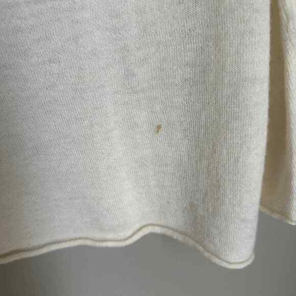 Brochu Walker Cashmere Sweater Sheer Cream Scoop Neck Exposed Hem Women's M - Picture 9 of 10